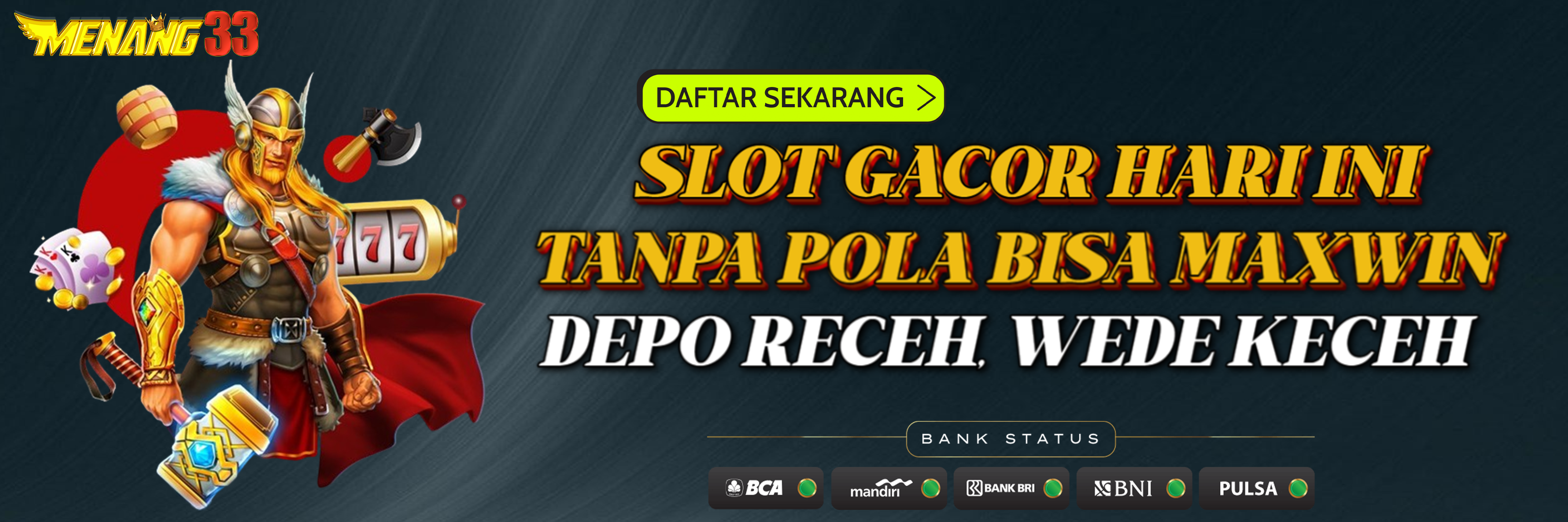 MENANG33: Situs Slot Deposit Qris 10k Terbaru Gampang Menang Besar Hari Ini ⚡️